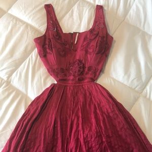 Free People Red Cutout Boho Dress